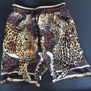 Leopard Print Brown Men’s Athletic Shorts